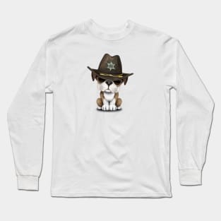 Cute British Bulldog Puppy Sheriff Long Sleeve T-Shirt
